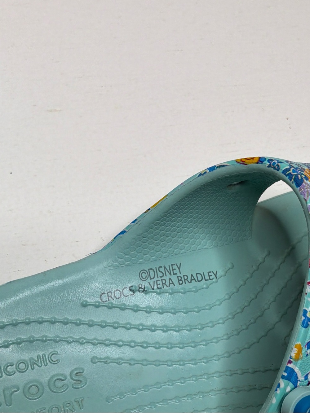 CROCS Kids Light Aqua Mermaid Slide Sandals with Colorful Ocean Print - Picture 3 of 8